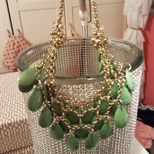 Chunky Green Bead Gold Necklace